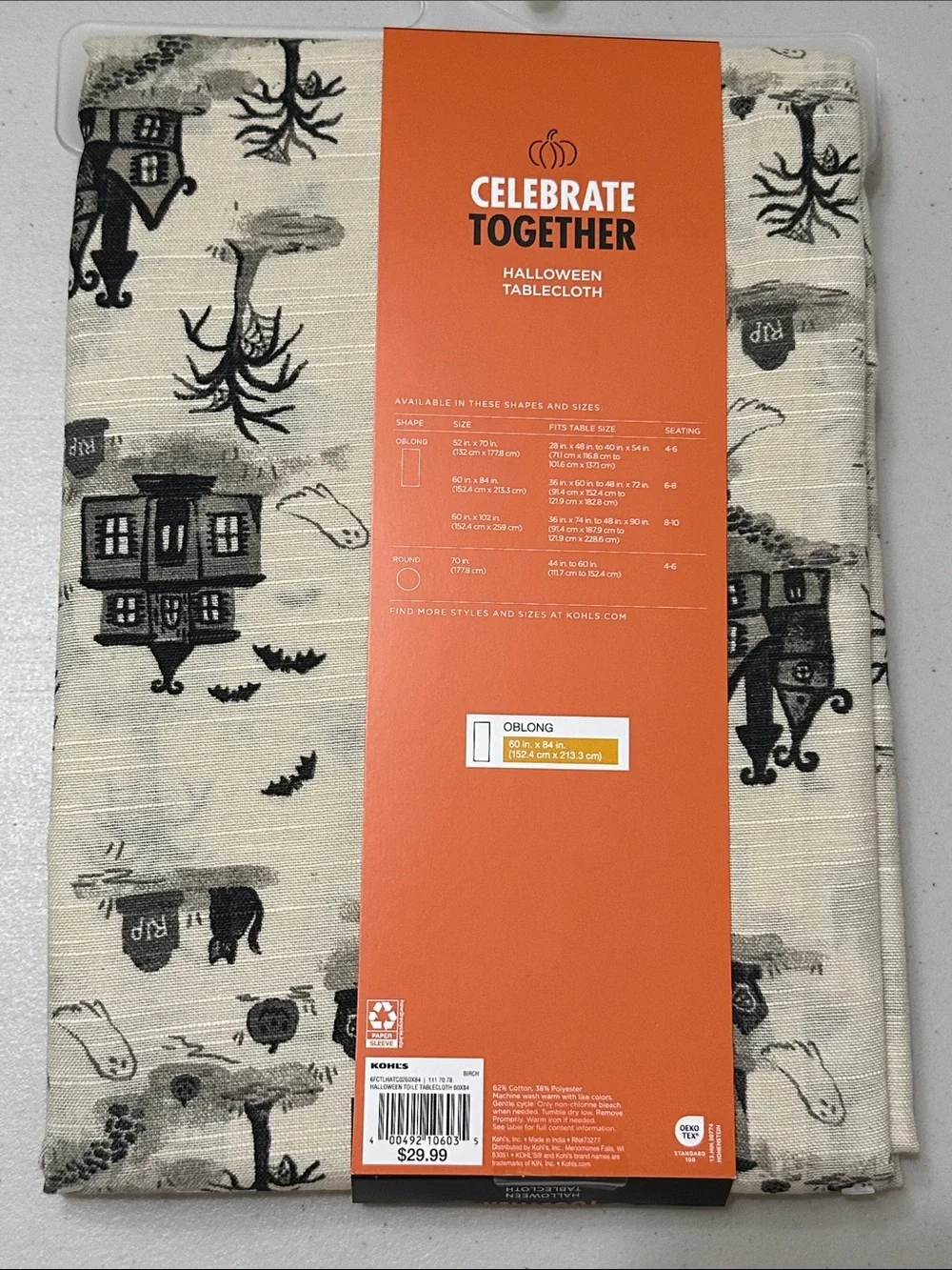 Celebrate Together Halloween Tablecloth - Cream & Black